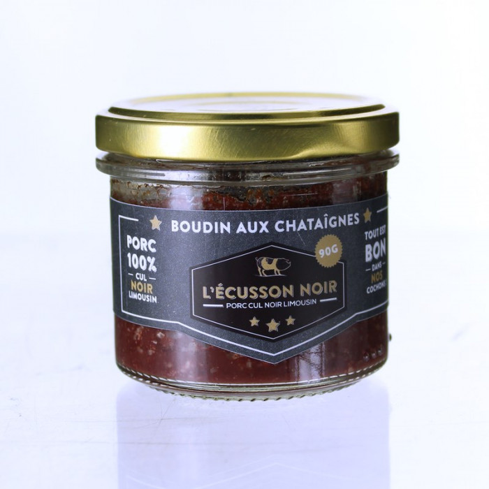 BOUDIN AUX CHATAIGNES PORC CUL NOIR DU LIMOUSIN 80G - L'ECUSSON NOIR